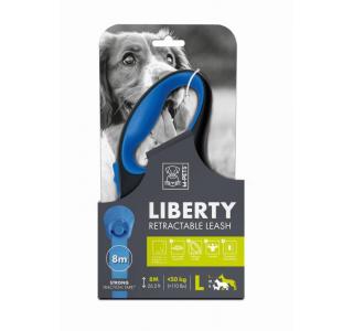 M-PETS поводок-рулетка LIBERTY 8 м, до 50 кг, L, 20.8 x 11.6 x 4.4 см, синий