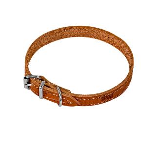 Zoo One ошейник из натуральной кожи для собак , 10 мм*20-28 см, пряжка ролик НИКЕЛЬ, (РЫЖИЙ)