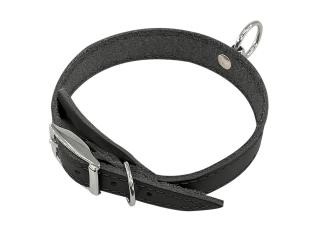 Zoo One ошейник из натуральной кожи для собак , 18 мм*20-31 см, пряжка 12 мм литая НИКЕЛЬ, (ЧЁРНЫЙ)