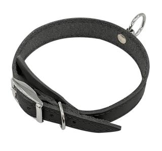 Zoo One ошейник из натуральной кожи для собак , 18 мм*20-31 см, пряжка 12 мм литая НИКЕЛЬ, (ЧЁРНЫЙ)