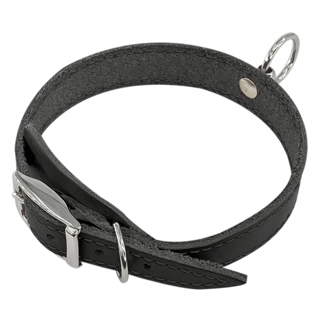 Zoo One ошейник из натуральной кожи для собак , 18 мм*20-31 см, пряжка 12 мм литая НИКЕЛЬ, (ЧЁРНЫЙ)