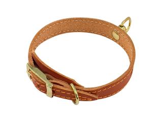 Zoo One ошейник из натуральной кожи для собак , 15 мм*20-28 см, пряжка литая 10 мм, ЗОЛОТО, (РЫЖИЙ)