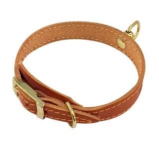 Zoo One ошейник из натуральной кожи для собак , 15 мм*20-28 см, пряжка литая 10 мм, ЗОЛОТО, (РЫЖИЙ)