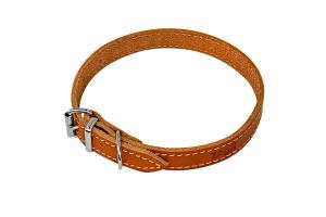 Zoo One ошейник из натуральной кожи для собак , 14 мм*27-35 см, пряжка ролик НИКЕЛЬ, (РЫЖИЙ)