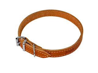 Zoo One ошейник из натуральной кожи для собак , 14 мм*27-35 см, пряжка ролик НИКЕЛЬ, (РЫЖИЙ)