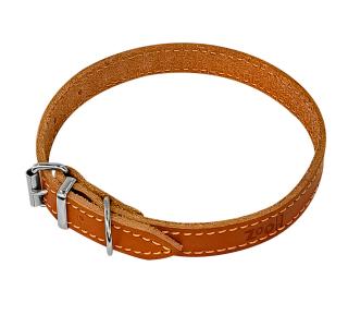 Zoo One ошейник из натуральной кожи для собак , 14 мм*27-35 см, пряжка ролик НИКЕЛЬ, (РЫЖИЙ)