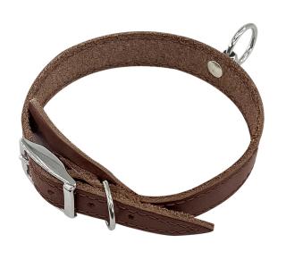 Zoo One ошейник из натуральной кожи для собак , 18 мм*20-31 см, пряжка 12 мм литая НИКЕЛЬ, (КОРИЧНЕВЫЙ)