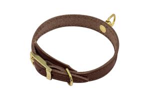 Zoo One ошейник из натуральной кожи для собак , 15 мм*20-28 см, пряжка литая 10 мм, ЗОЛОТО, (КОРИЧНЕВЫЙ)