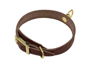 Zoo One ошейник из натуральной кожи для собак , 15 мм*20-28 см, пряжка литая 10 мм, ЗОЛОТО, (КОРИЧНЕВЫЙ)