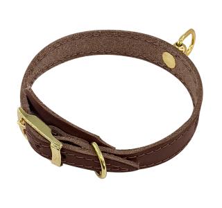 Zoo One ошейник из натуральной кожи для собак , 15 мм*20-28 см, пряжка литая 10 мм, ЗОЛОТО, (КОРИЧНЕВЫЙ)