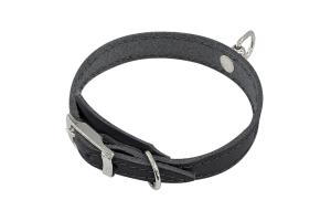Zoo One ошейник из натуральной кожи для собак , 15 мм*20-28 см, пряжка литая 10 мм, НИКЕЛЬ, (ЧЕРНЫЙ)
