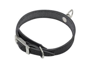 Zoo One ошейник из натуральной кожи для собак , 15 мм*20-28 см, пряжка литая 10 мм, НИКЕЛЬ, (ЧЕРНЫЙ)