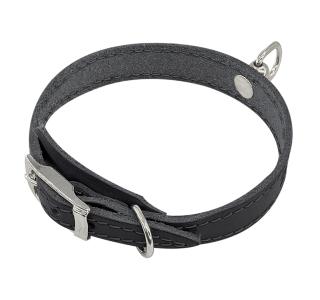 Zoo One ошейник из натуральной кожи для собак , 15 мм*20-28 см, пряжка литая 10 мм, НИКЕЛЬ, (ЧЕРНЫЙ)