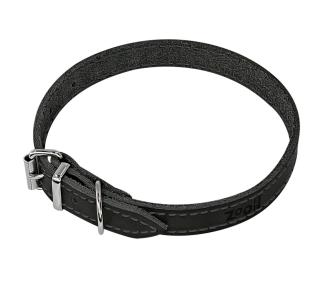 Zoo One ошейник из натуральной кожи для собак , 14 мм*27-35 см, пряжка ролик НИКЕЛЬ, (ЧЁРНЫЙ)