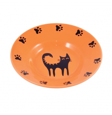 Mr.Kranch миска керамическая блюдце для кошек 140 мл оранжевая