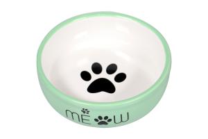 Mr.Kranch миска керамическая для кошек MEOW 380 мл зеленая