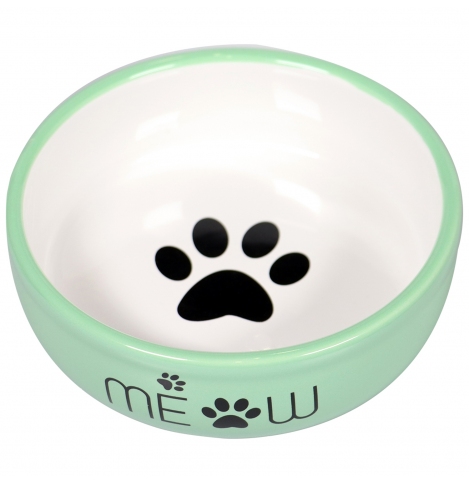 Mr.Kranch миска керамическая для кошек MEOW 380 мл зеленая