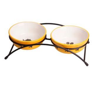 Mr.Kranch миски на подставке для собак и кошек двойные 2x290 мл оранжевые