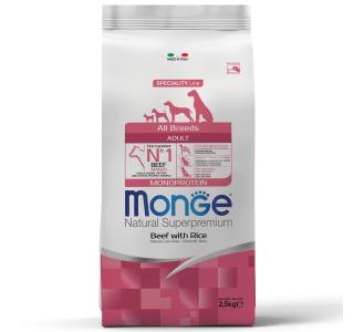 Monge Dog Speciality Line Monoprotein All Breeds Beef and Rice для взрослых собак всех пород, из говядины с рисом 2,5кг