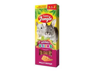 HAPPY JUNGLE палочки для крупных грызунов мед и овощи (3 шт)