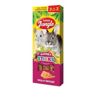 HAPPY JUNGLE палочки для крупных грызунов мед и овощи (3 шт)