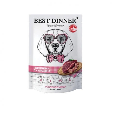 Best Dinner Super Premium Влажный корм для собак "Говядина с сердцем", 340г