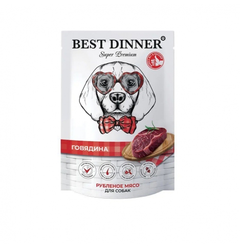 Best Dinner Super Premium Влажный корм для собак и щенков "Говядина", 340г