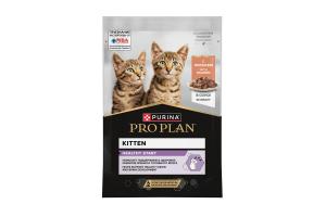 PRO PLAN HEALTHY START Влажный корм  для котят, беременных и кормящих кошек, кусочки с лососем в соусе, 75г