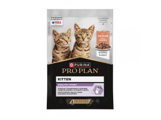 PRO PLAN HEALTHY START Влажный корм  для котят, беременных и кормящих кошек, кусочки с лососем в соусе, 75г