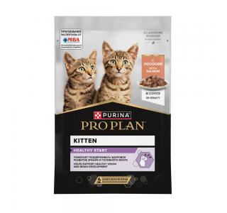 PRO PLAN HEALTHY START Влажный корм  для котят, беременных и кормящих кошек, кусочки с лососем в соусе, 75г