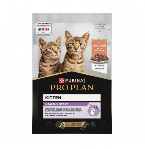 PRO PLAN HEALTHY START Влажный корм  для котят, беременных и кормящих кошек, кусочки с лососем в соусе, 75г