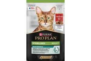 PRO PLAN Sterilised MAINTENANCE Влажный корм для взрослых стерилизованных кошек, паштет с говядиной, 75г