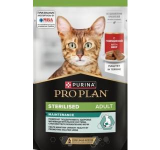 PRO PLAN Sterilised MAINTENANCE Влажный корм для взрослых стерилизованных кошек, паштет с говядиной, 75г