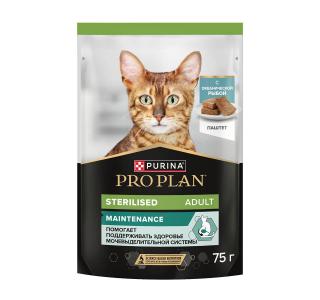 PRO PLAN Sterilised MAINTENANCE Влажный корм для взрослых стерилизованных кошек, паштет с океанической рыбой, 75г
