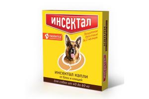 Инсектал от клещей и блох для собак от 40 до 60 кг, капли на холку, 4,3 мл