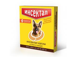 Инсектал от клещей и блох для собак от 40 до 60 кг, капли на холку, 4,3 мл