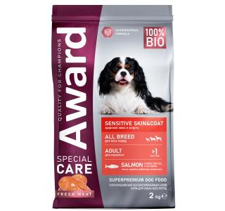 AWARD SPECIAL CARE Sensitive Skin&Coat Сухой корм  для взрослых собак всех пород для здоровой кожи и шерсти со свежим лососем 2кг