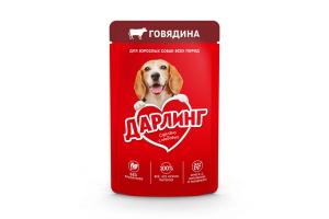 Darling корм полнорационный для взрослых собак, кусочки с говядиной в подливе, 75г