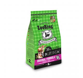 ZOORING Original Formula Телятина и рис с глюкозамином и хондроитином Для взрослых собак средних и крупных пород, особенно подходит для собак со светлым окрасом шерсти, 2 кг