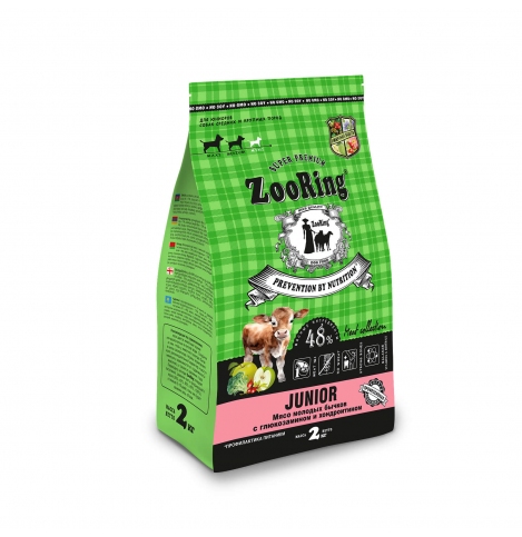 ZooRing Junior Сухой корм для щенков Мясо молодых бычков с глюкозамином и хондроитином