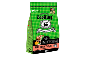 ZOORING Mini Dog Exigent Полнорационный сухой корм с телятиной и  рисом с тыквой, 2 кг