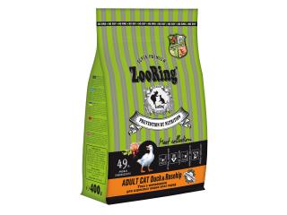 ZooRing ADULT CAT DUCK&ROSEHIP Утка с шиповником. Полнорационный сухой корм для взрослых кошек всех пород, 400г