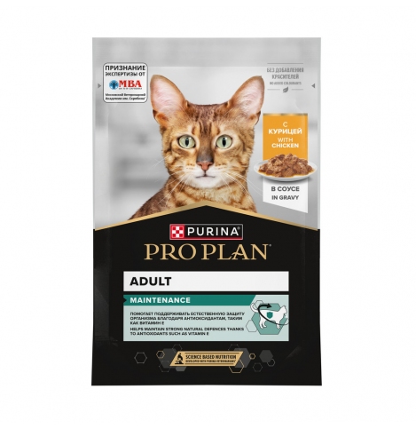 PRO PLAN Влажный корм (пауч) для взрослых кошек, с курицей в соусе, 85 г