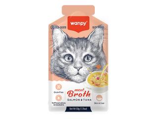 Wanpy Cat Пауч для кошек "Бульон" с лососем и тунцом 50 г