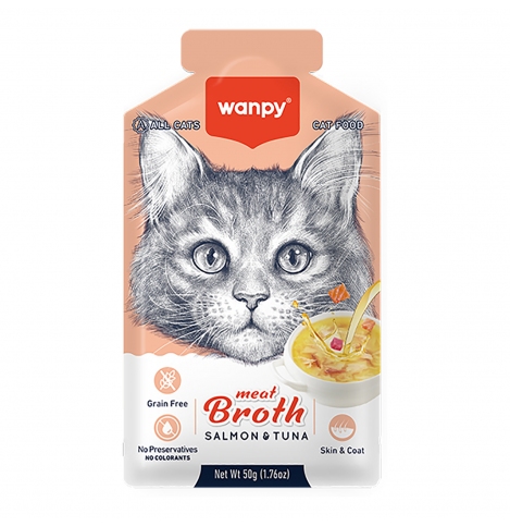 Wanpy Cat Пауч для кошек "Бульон" с лососем и тунцом 50 г