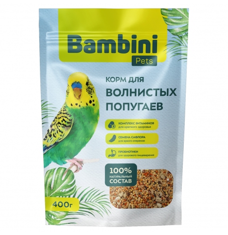 Bambini Pets Корм для волнистых попугаев, 400 г