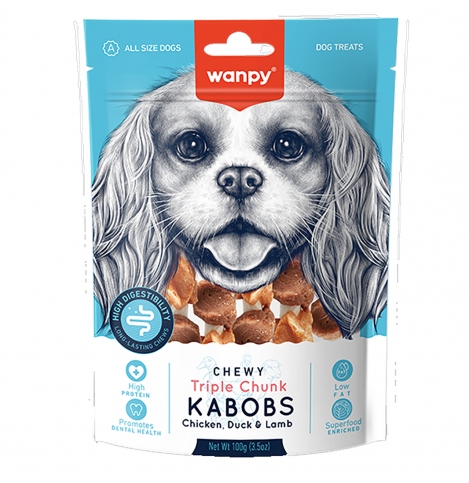 Wanpy Dog Лакомство для собак «мясные шашлычки на жевательной шпажке», 100 г