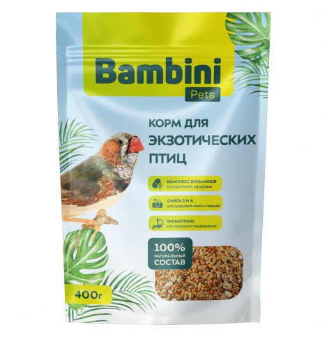 Bambini Pets Корм для экзотических птиц, 400 г