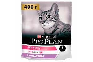 Pro Plan Сухой корм для кошек с чувствительным пищеварением и привередливых к еде, с индейкой, 400 г