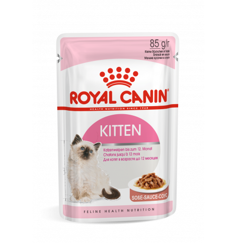 Royal Canin Kitten (в соусе) Консервированный корм ля котят в период второй фазы роста в возрасте до 12 месяцев (мелкие кусочки в соусе), 85г